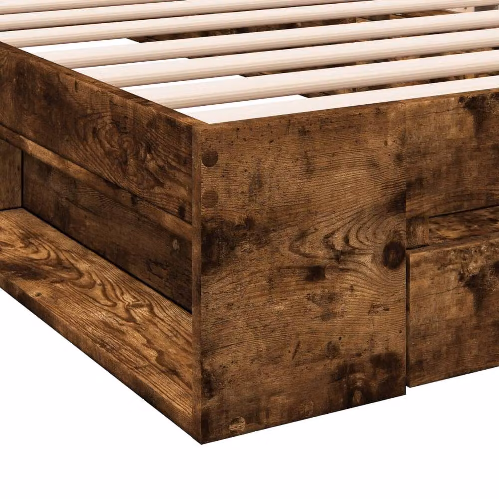 Berkfield Home Modern Bed Frame with Drawer in Smoked Oak Brown, W/D/H: 90 x 200 cm – 6