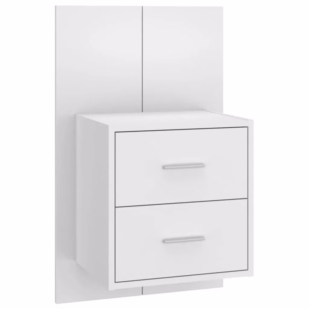 Berkfield Home Wall-mounted Bedside Cabinet in High Gloss White – 2