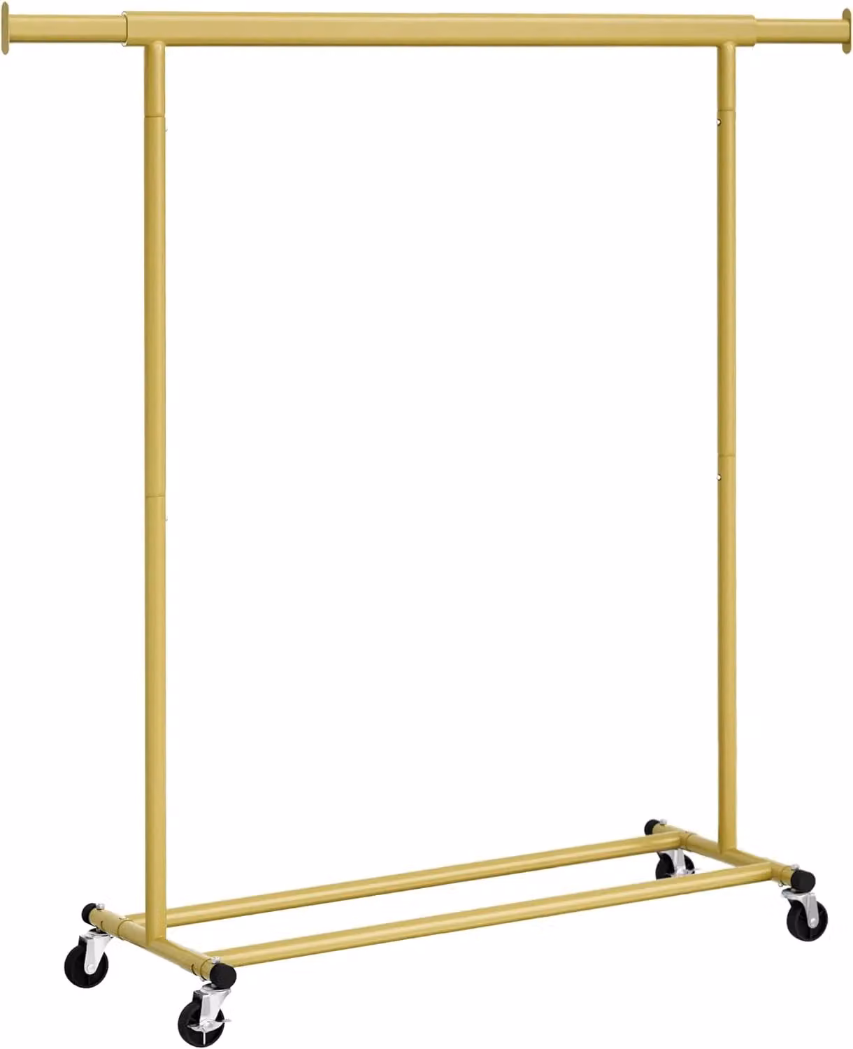SONGMICS Portable Clothes Rack on Wheels with Extendable Rail in Gold – 2