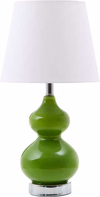 Interiors by Premier Orsina Light Green Glass Table Lamp with Chrome Base and White Fabric Shade – 1