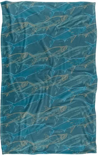 JQ Licensing Tarpon Mosaic Fishing Pattern Super Soft Fleece Throw Blanket, Multicolour, W: 91 cm, L: 147 cm – 5