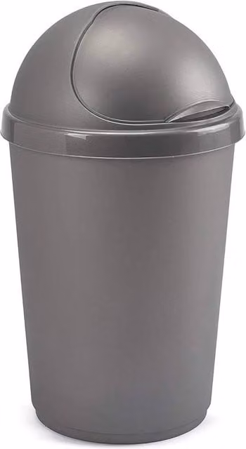 PAWNORA 50 Litre Plastic Swing Lid Waste Bin in Grey