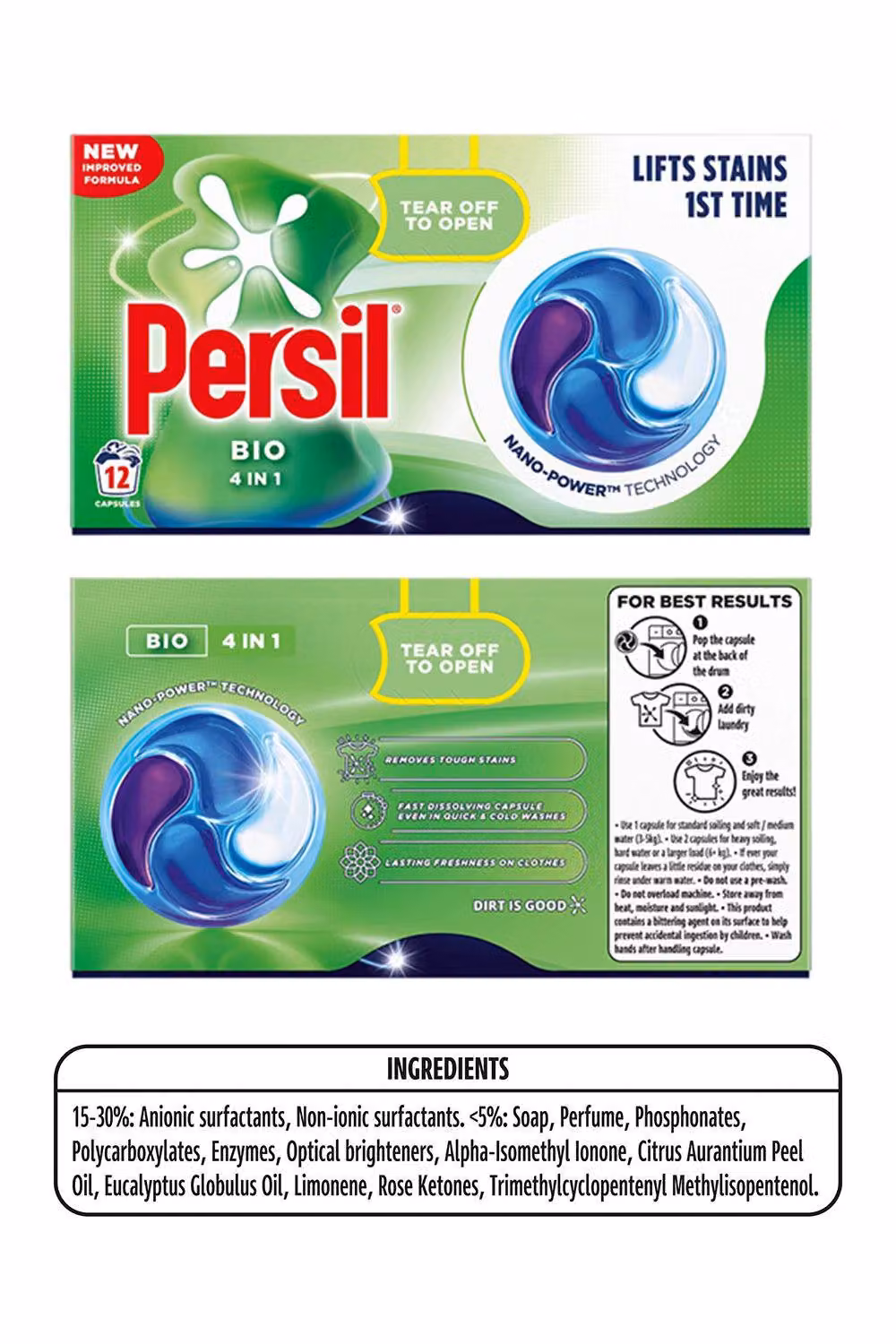 Persil Bio Laundry Capsules Fast Dissolving Washing Pods, 48 Washes, 4 Pack – 5