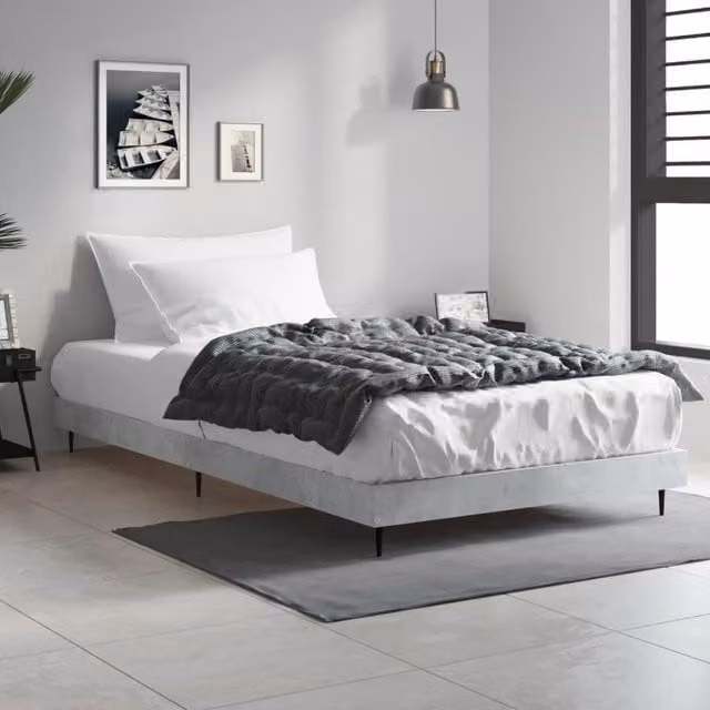 Berkfield Home Bed Frame in Concrete Grey, Engineered Wood, W/D/H: 90 x 200 cm – 1