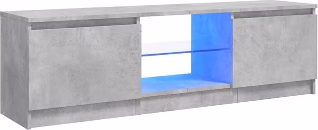 Berkfield Home Modern TV Cabinet with LED Lights in Concrete Grey, W/D/H: 120 x 30 x 35.5 cm – 1