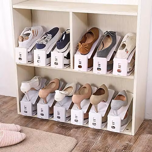 Hygrad Built to Survive 12 Pack Adjustable Plastic Shoe Storage Organiser Slots in Black – 6