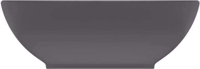 Berkfield Home Luxury Oval Ceramic Basin in Matt Dark Grey W: 40 cm, D: 33 cm – 1