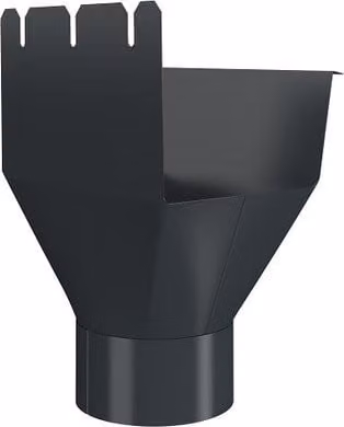 Lindab Rectangular Galvanised Steel Gutter Outlet, Anthracite Grey, 140mm