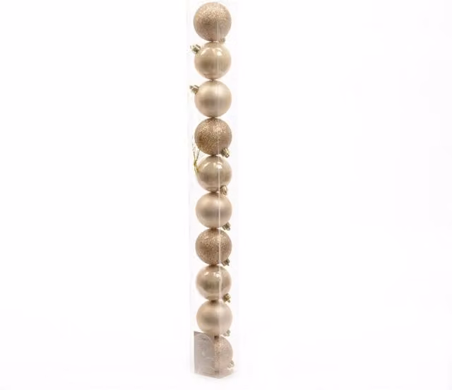 Kaemingk Shatterproof Round Christmas Baubles in Beige