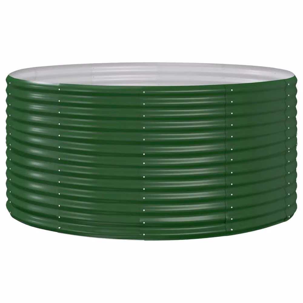 Berkfield Home Garden Green Powder-coated Steel Raised Bed W/D/H: 140 x 140 x 68 cm – 3
