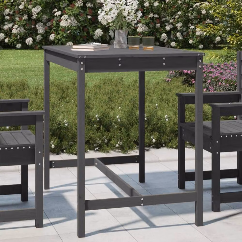 Berkfield Home Grey Solid Pine Garden Table W/D/H: 121 x 82.5 x 110 cm – 2