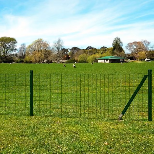Berkfield Home Euro Fence Green PVC-Coated Steel Wire Mesh In-Ground Fence, W: 10 m, H: 1.2 m – 1