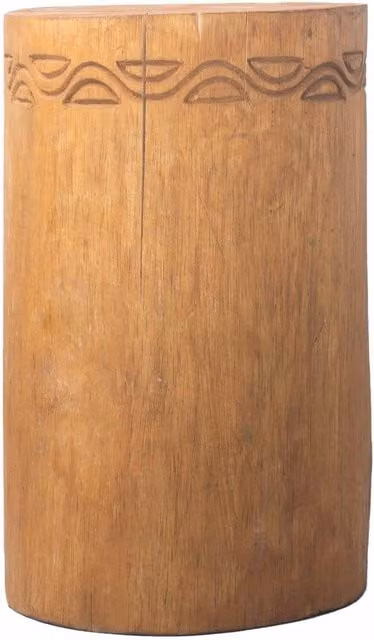 KDMK Albasia Tribal Stool Side Table in Brown Wood