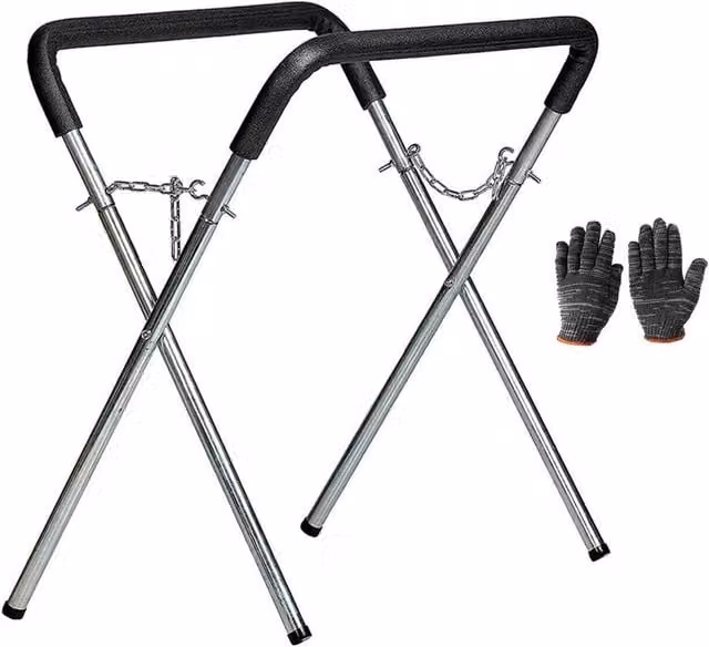 Ventryn Foldable Body Shop Trestle Table with Adjustable Panel Stand in Silver