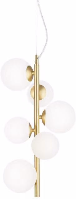 Netlighting Perlage 6 Light Globe Pendant Ceiling Light in Brass and Yellow Glass