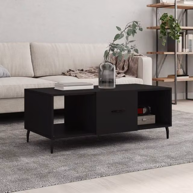 Berkfield Home Black Modern Rectangular Coffee Table W/D/H: 102 x 50 x 40 cm