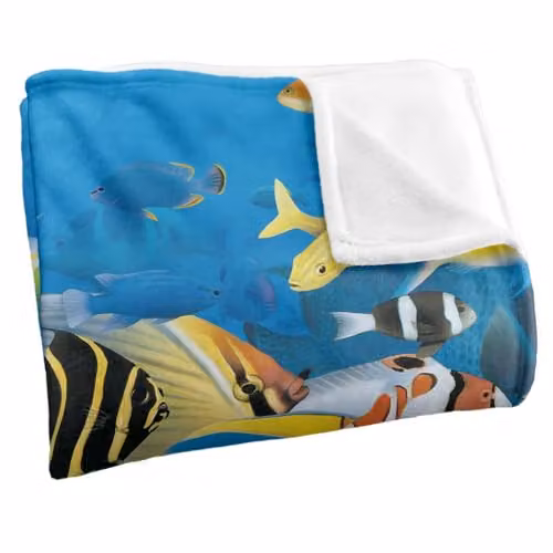 JQ Licensing Royce McClure Tropic Fish Day Dive Silky Touch Super Soft Throw Blanket, Multicolour, W/D/H: 152 x 127 cm – 2