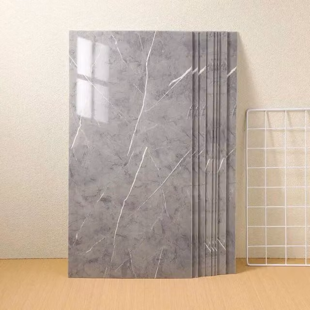 PAWNORA 10-Piece Grey Marble PVC Self-Adhesive Vinyl Wall Cladding Rolls for Kitchen and Bathroom