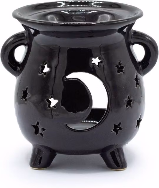 Serenityy Moon and Stars Ceramic Cauldron Oil Burner in Black – 2