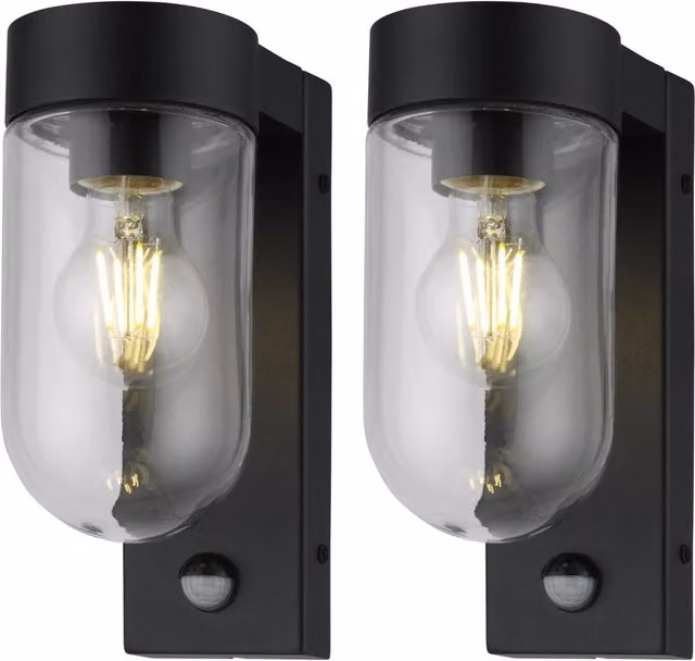 First Choice Lighting Set of 2 Parnie Black Motion Sensor Outdoor Wall Lights – 1