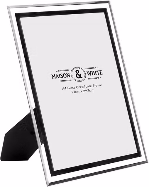Maison & White Silver A4 Rectangular Single Glass Photo Certificate Tabletop Frame