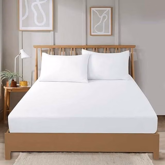 NewEdgeBlinds Super Soft Plain Dye Fitted Sheet, White, W/D/H: 90 x 190 cm