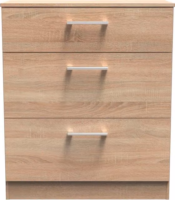 Ready Assembled 2 U Cornwall 3 Drawer Deep Chest in Light Oak