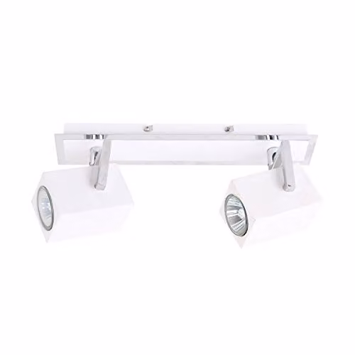 Netlighting Modern 2-Light Adjustable Surface Spotlights in Chrome with White Ceramic Shades, GU10