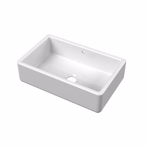 Balterley Butler White Ceramic Fireclay Kitchen Sink, Single Bowl with Overflow, W/D/H: 79.5 x 50.0 x 22.0 cm – 1
