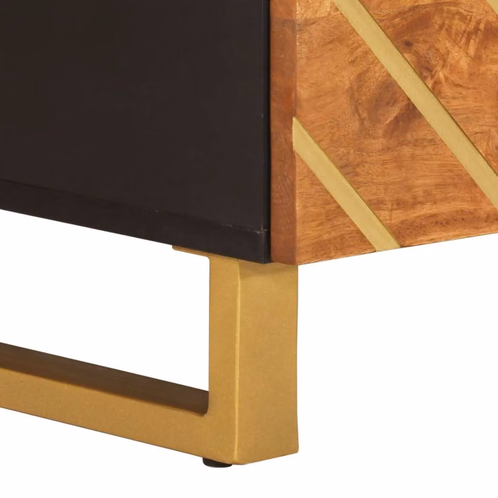 Berkfield Home Industrial Mango Wood Coffee Table in Brown and Black, W/D/H: 80 x 54 x 40 cm – 6