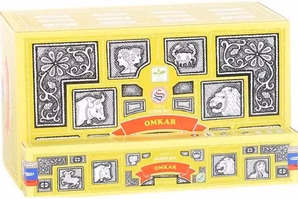 KDMD 12 Pack of Superhit Omkar Incense Sticks, Yellow Floral and Woody Scent