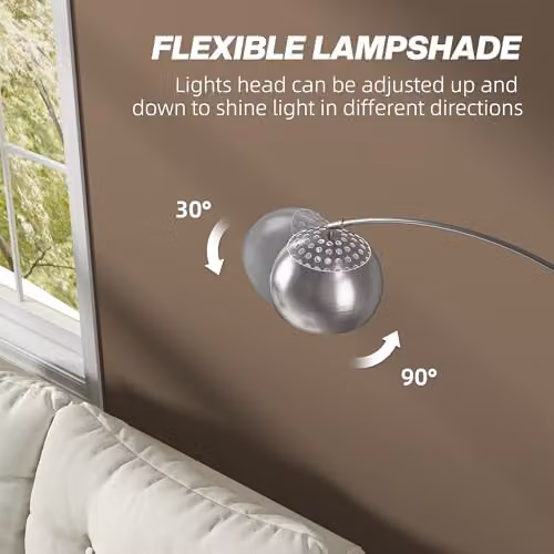 HOMCOM Modern Adjustable Arc Floor Lamp in Silver with Marble Base and Foot Switch, Height: 167 cm – 2