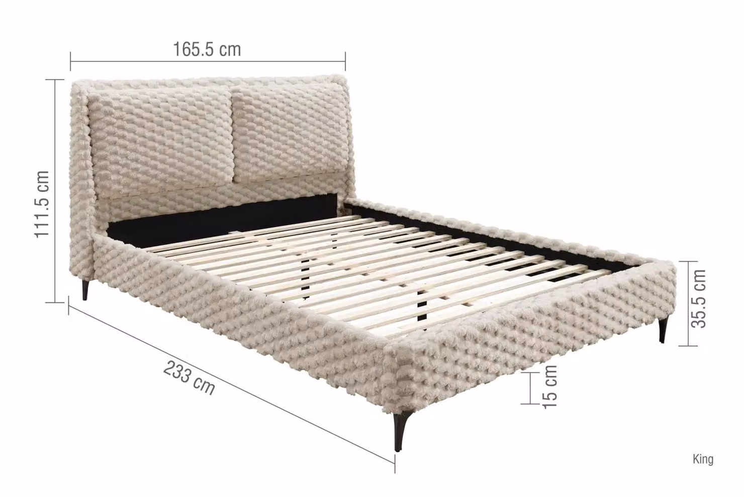 Birlea Tilly White Bouclé Fabric Upholstered Bed Frame, W: 180 cm, D: 200 cm – 6
