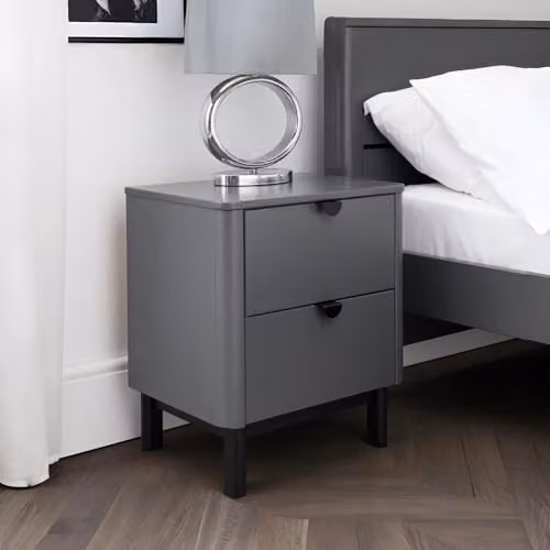 Julian Bowen Chloe 2 Drawer Bedside Table in Grey