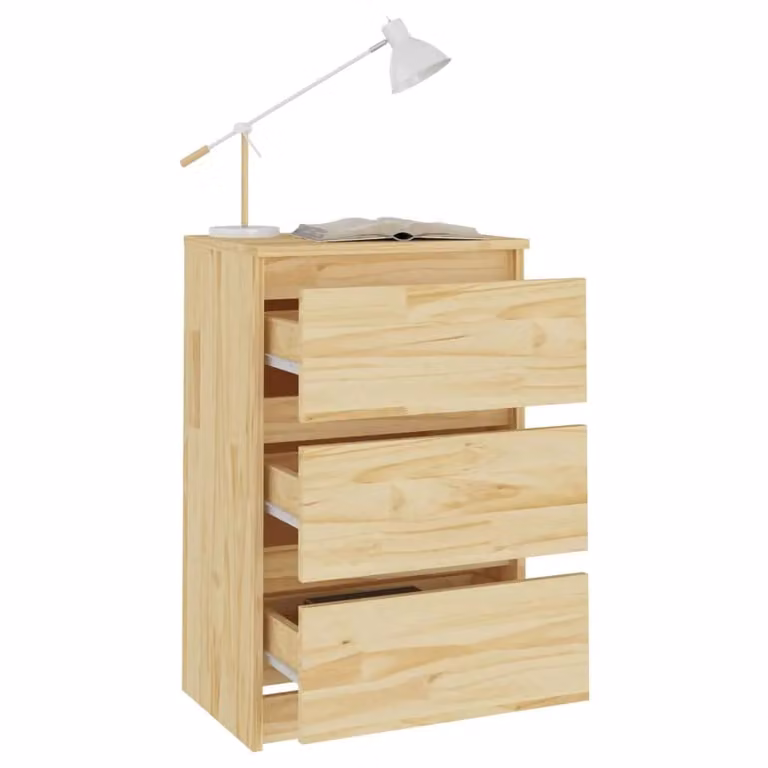 Berkfield Home Rustic Solid Pine Wood Bedside Cabinet, Brown, W/D/H: 40 x 29.5 x 64 cm