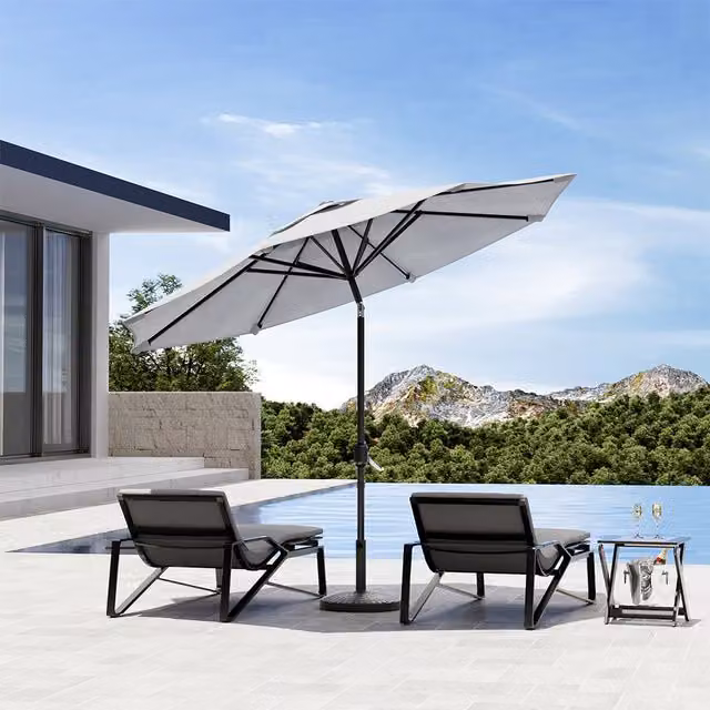 Komore 3M Traditional Garden Parasol with Resin Base in Grey