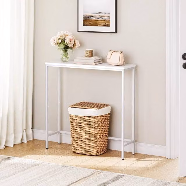 EONLION White Metal Minimalist Console Table for Hallways, W/D/H: 100 x 24 x 75 cm