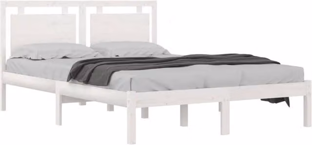 Berkfield Home Beautiful White Solid Pine Wood Bed Frame W/D/H: 200 x 200 x 205.5 cm – 1