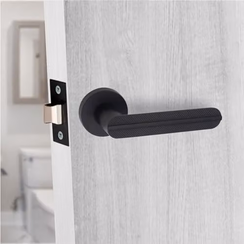 Golden Grace Lima Door Handles on Round Rose, 1 Pair, Matt Black Finish – 2