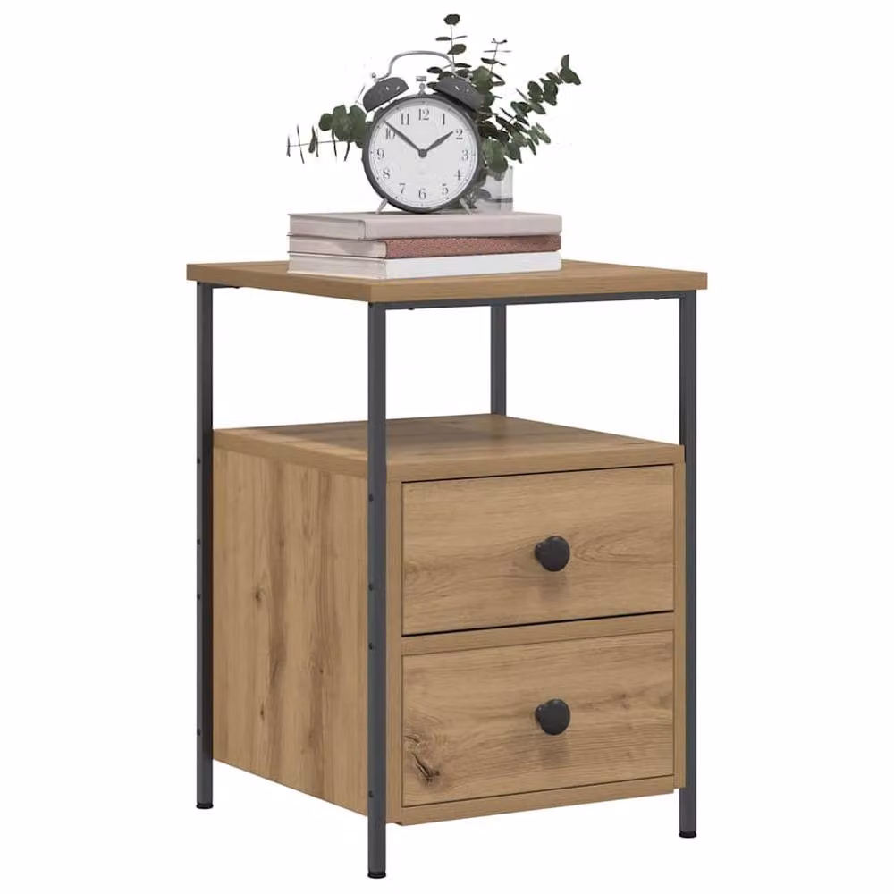 Berkfield Home Artisan Oak Bedside Cabinet in Brown, W/D/H: 34 x 35.5 x 50 cm – 2