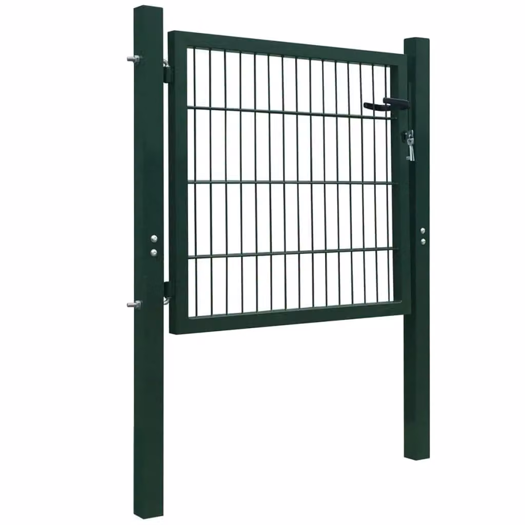 Berkfield Home Single 2D Steel Swing Fence Gate, Green, W: 106 cm, H: 130 cm – 2