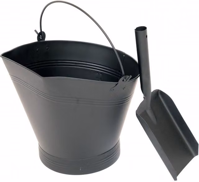 Oypla Heavy Duty Steel Fireplace Coal Bucket Scuttle Hod with Shovel, Black, W/D/H: 39.0 x 36.0 x 36.5 cm – 2