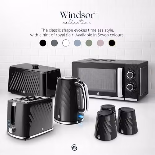 Swan Windsor 2 Slice Toaster, 900W, Black – 5