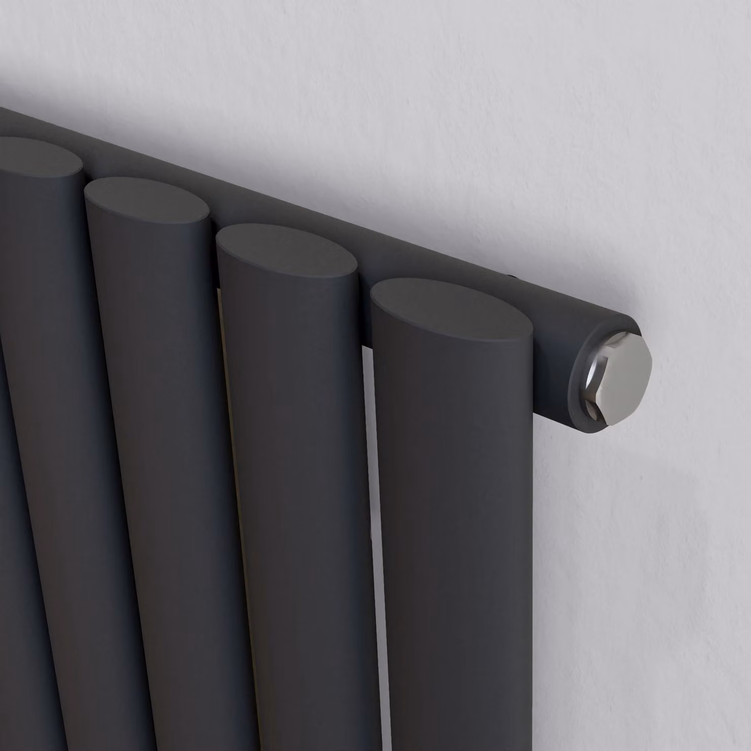 Agadon Solo Designer Oval Tube Radiator in Grey, H 180 cm x W 36 cm x D 3.6 cm – 2