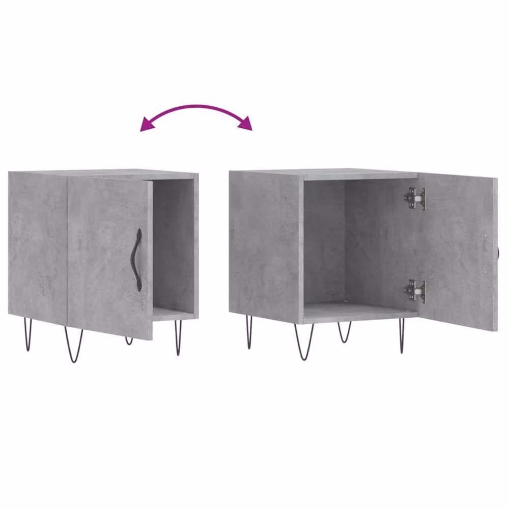 Berkfield Home Set of 2 Modern Bedside Cabinets in Concrete Grey, W/D/H: 40 x 40 x 50 cm – 3