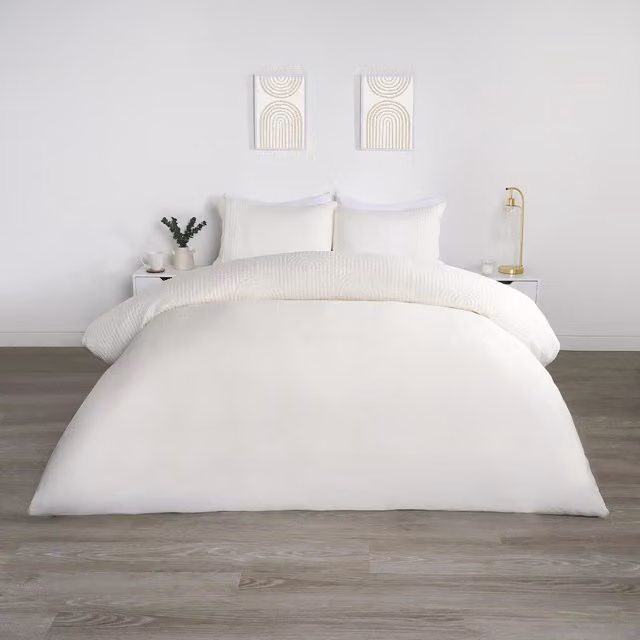 OHSp Pinsonic Arches Duvet Cover and Pillowcase Set in Beige, Yellow and White, W/D/H: 180 x 200 cm and 50 x 75 cm