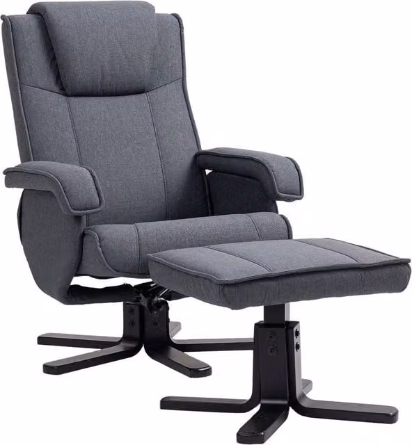 FORGEVIO Swivel Recliner Chair with Ottoman in Grey