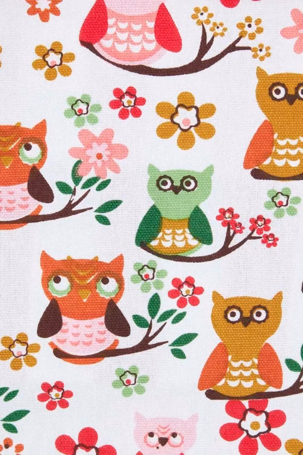 Homescapes Owl Printed Cotton Unlined Eyelet Curtain Pair in Red, Pink and White, Width: 140 cm, Drop: 183 cm – 2