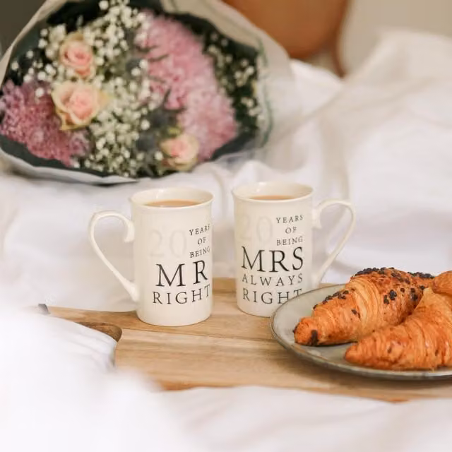 Nicola Spring 2-Piece New Bone China Mug Set, White, 300ml per mug