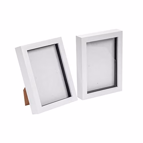 Nicola Spring Rectangular 3D Shadow Box Photo Frames, Pack of 2, White or Black